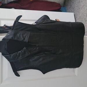 Womens black leather vest